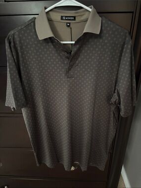 Asher Men's Polo Shirt in Chocolate Brown with Subtle Pattern